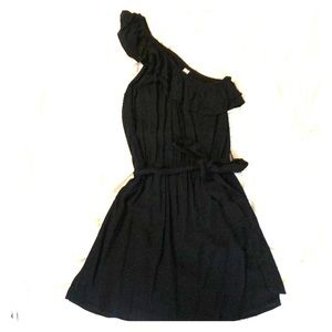 SOUND & MATTER Black one shoulder dress